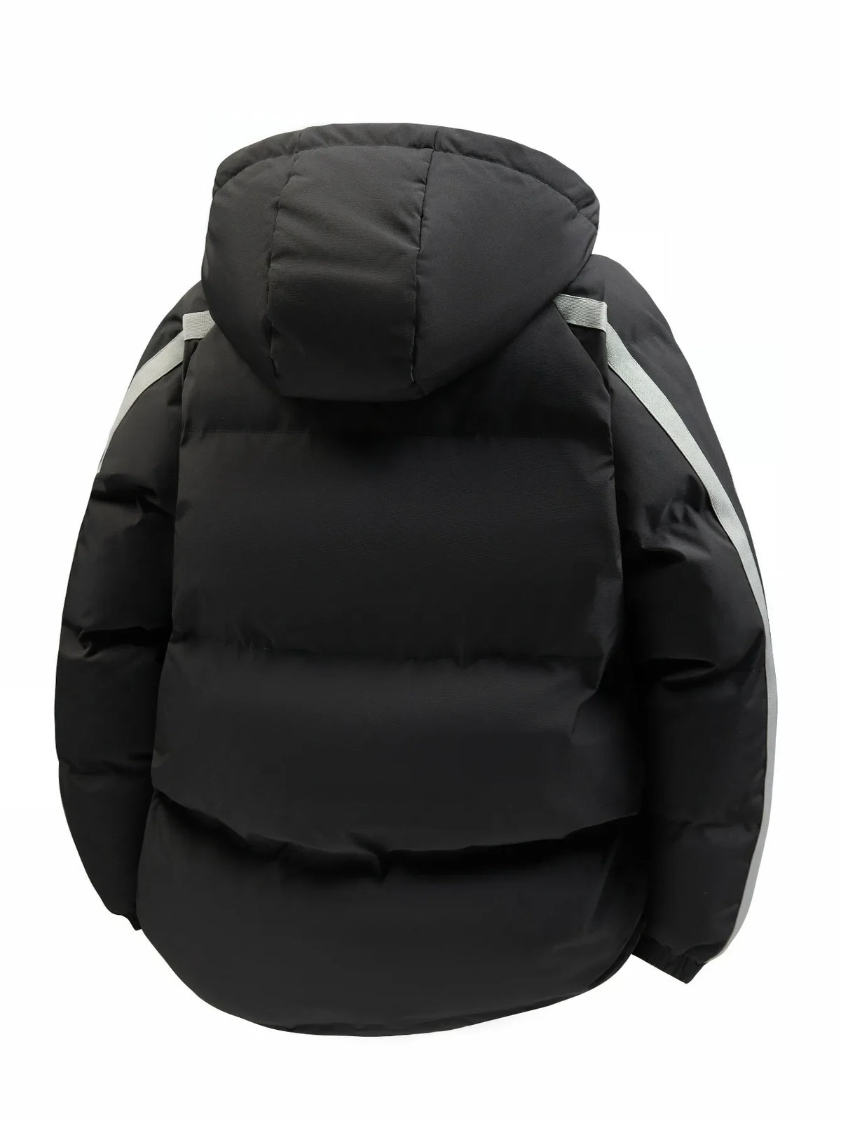 Padded men's winter jacket with hood and stripes - Warm puffer jacket