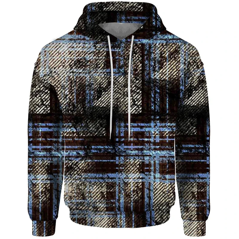 Patchwork-design hoodie with mixed patterns and hood