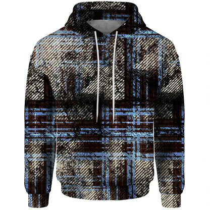 Patchwork-design hoodie with mixed patterns and hood