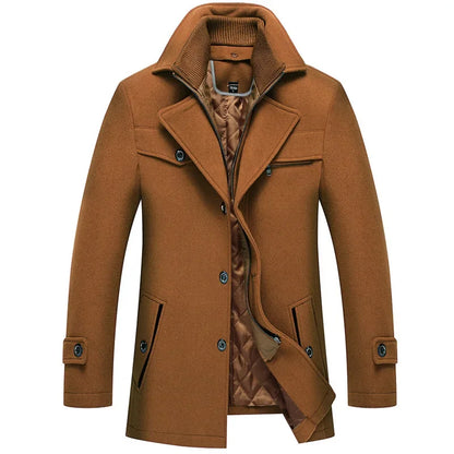 Men's Winter Coat Classic Modern – Elegant Casual and Business Coat with Stand-up Collar