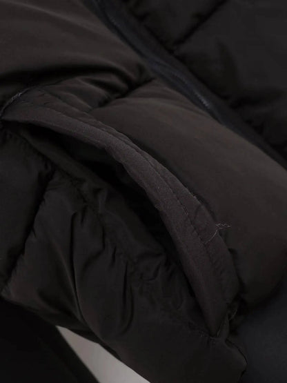 Women's Hooded Puffer Jacket with Long Sleeves - Cropped, Quilted