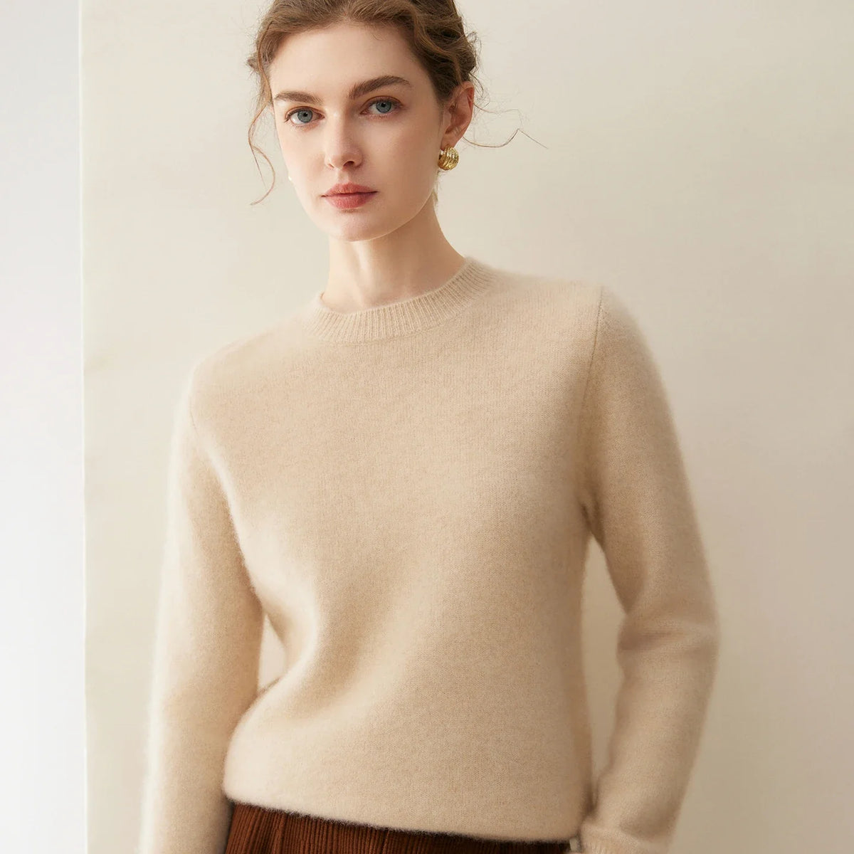 Damen Pullover Rundhalsausschnitt Langarm Weiches Material