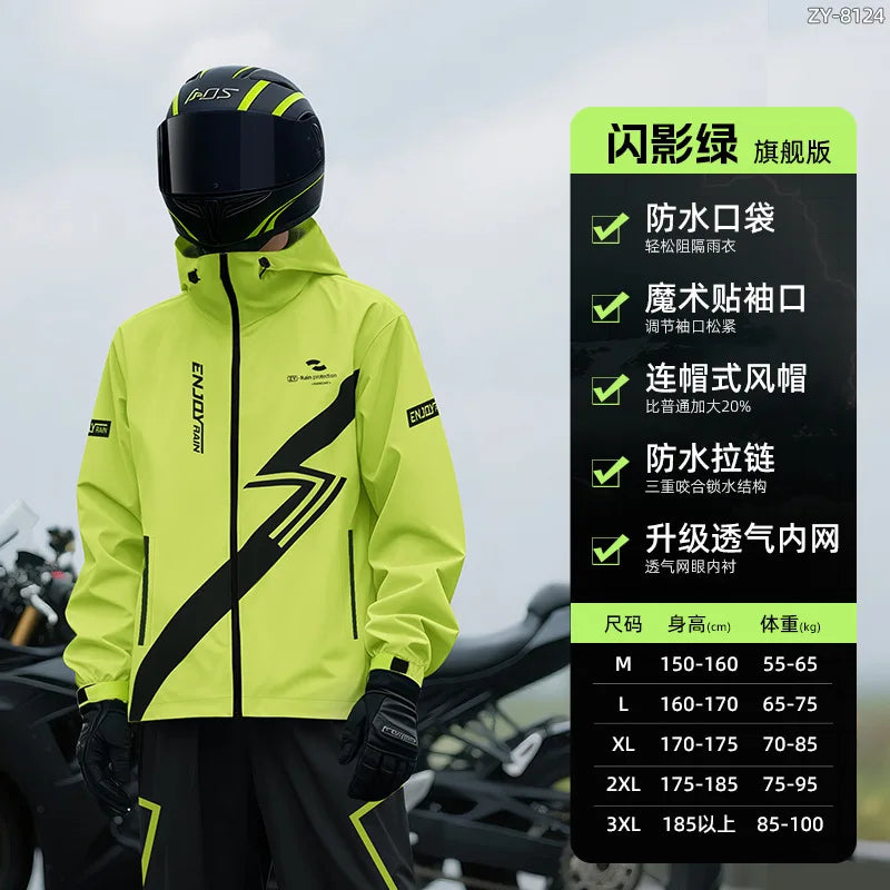 Regenanzug Herren Wasserdicht Neon Grün Schwarz Motorrad Regenbekleidung Set
