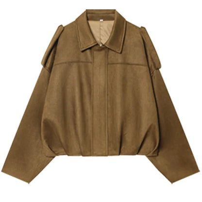Loose-fit bomber jacket with collar and shoulder straps