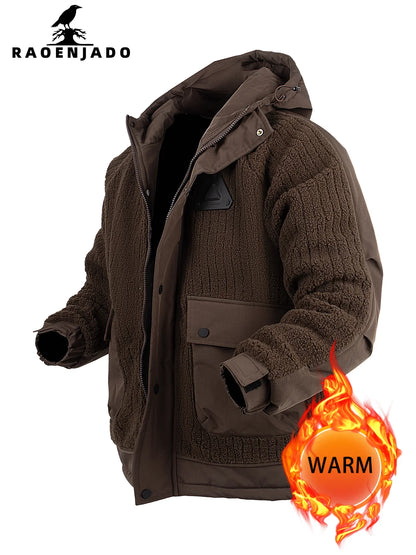 Unisex Winterjacke mit Kapuze Teddy-Fleece und aufgesetzten Taschen