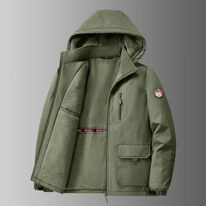 Herren Winterjacke mit Kapuze Gefüttert Mehrere Taschen