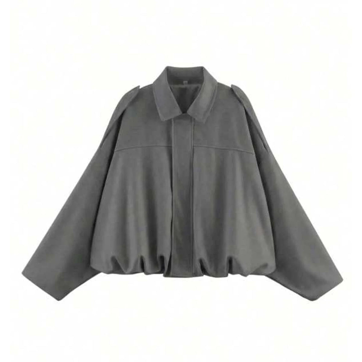 Women's cropped short transition jacket with lapel collar and long sleeves