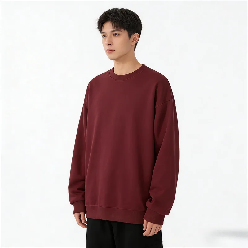 Unisex Long-Sleeve Crew-Neck Basic Pullover Sweatshirt