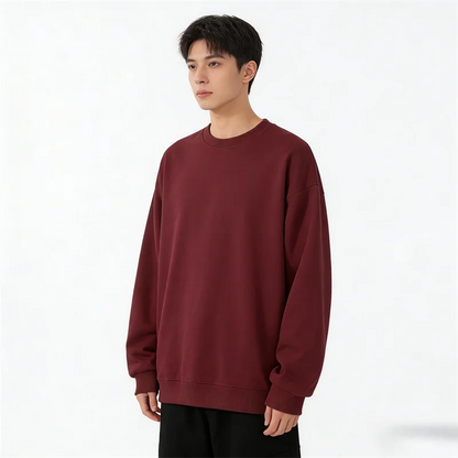 Unisex Long-Sleeve Crew-Neck Basic Pullover Sweatshirt