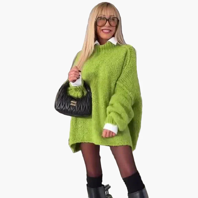 Damen Oversized Pulloverkleid mit Ballonärmeln – Modischer Casual-Look für Herbst & Winter