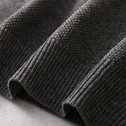 Unisex crew-neck sweater, long sleeves, fine knit, in black, gray, or brown