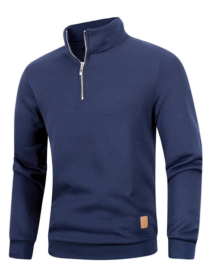 Men's half-zip pullover, stand-up collar, sweatshirt, long sleeve