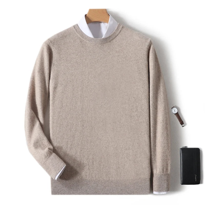 Men's Crew-Neck Sweater, Long-Sleeve, Made of Soft Material