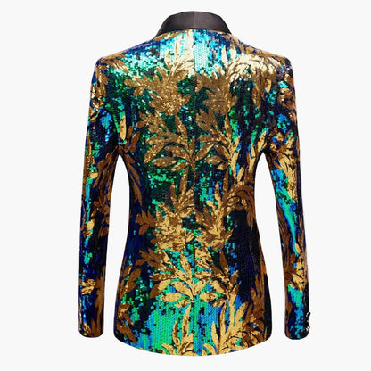 Men's blazer with sequins and floral pattern – Elegant party & event jacket in extravagant design