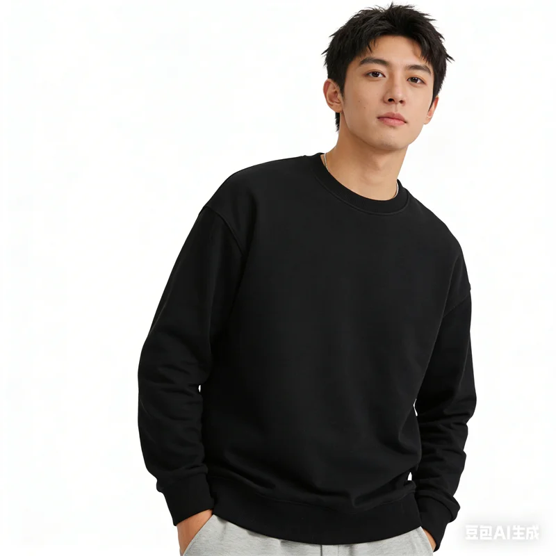Unisex Long-Sleeve Crew-Neck Basic Pullover Sweatshirt