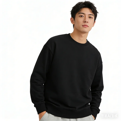 Unisex Long-Sleeve Crew-Neck Basic Pullover Sweatshirt