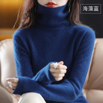 Women's turtleneck sweater long sleeves fine-knit sweater soft material