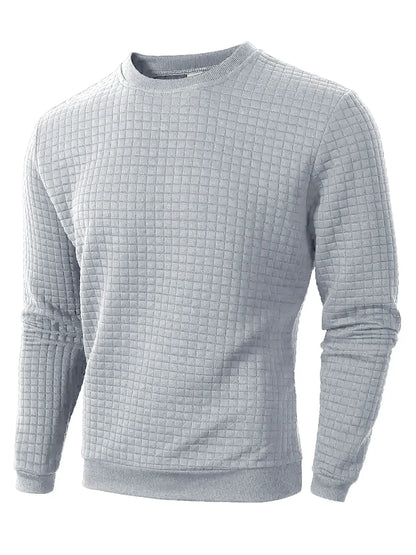 Herren Sweatshirt mit Rautenmuster Langarm Rundhals