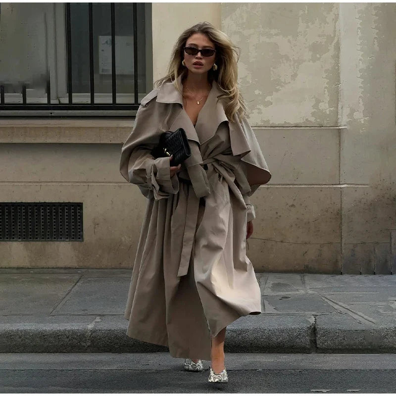 Damen Trenchcoat Kurz oder Lang mit Bindegürtel, Zweireiher Kragen, diverse Farben