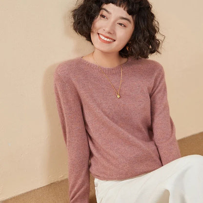 Women's crew-neck sweater, long sleeves, soft material