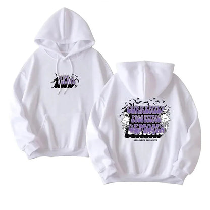 Hoodie with hood, kangaroo pocket, and back graphic, relaxed fit