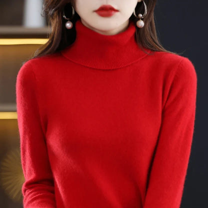 Women's turtleneck sweater made of soft material long sleeves in various colors