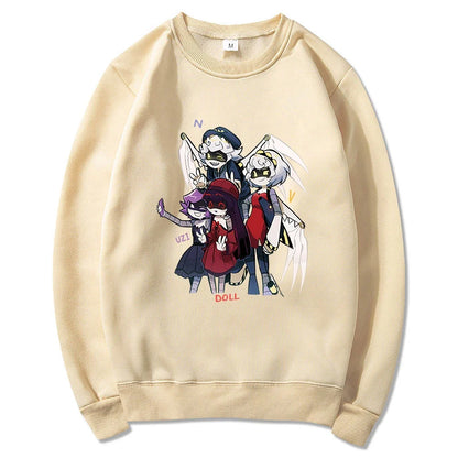 Hoodie mit Kapuze und Anime-Figuren Print Schwarz Unisex