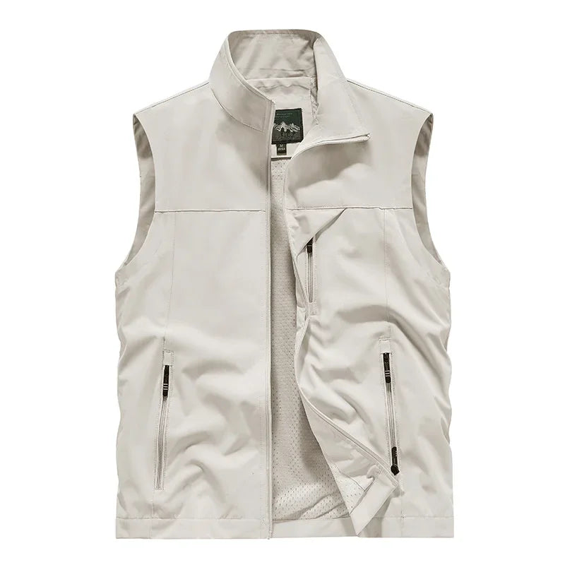 Herren Outdoor Weste mit Stehkragen - Winddichte Freizeit Jacke ohne Ärmel
