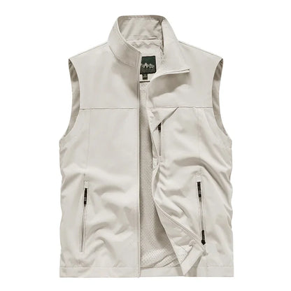Herren Outdoor Weste mit Stehkragen - Winddichte Freizeit Jacke ohne Ärmel