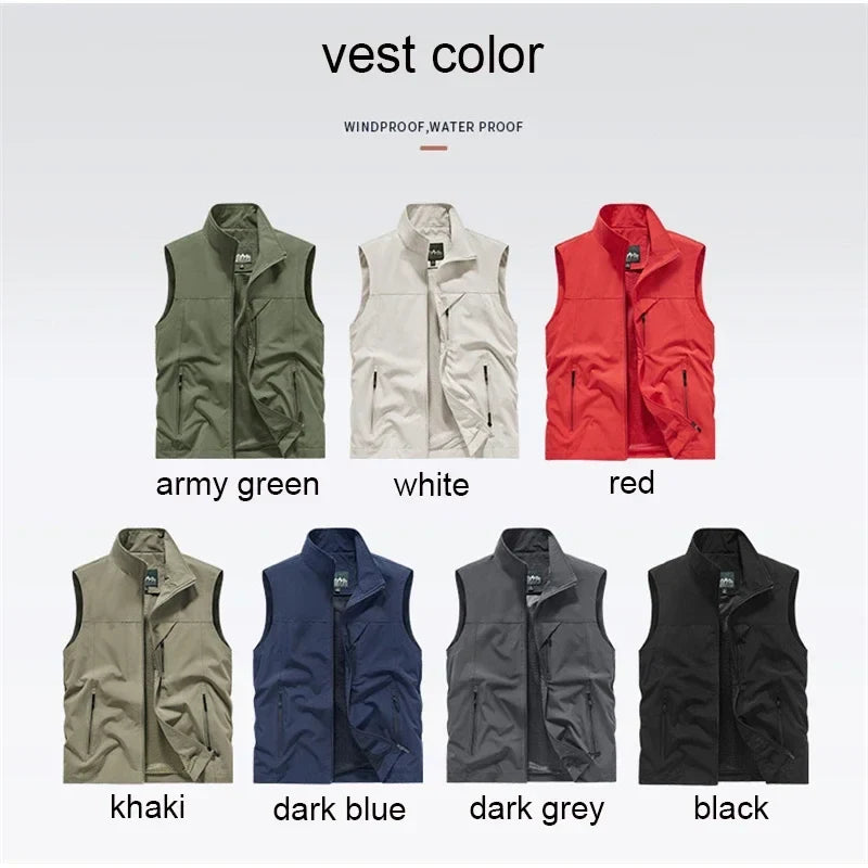 Herren Outdoor Weste mit Stehkragen - Winddichte Freizeit Jacke ohne Ärmel