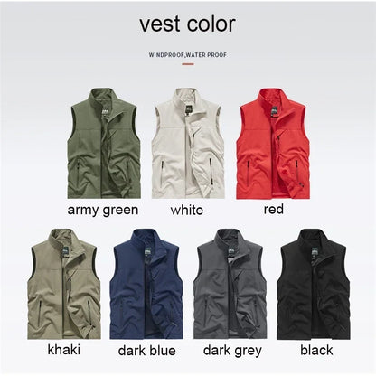 Herren Outdoor Weste mit Stehkragen - Winddichte Freizeit Jacke ohne Ärmel