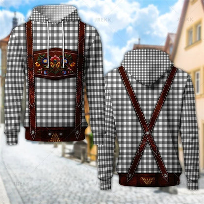 Hoodie with traditional leather pants design and hood