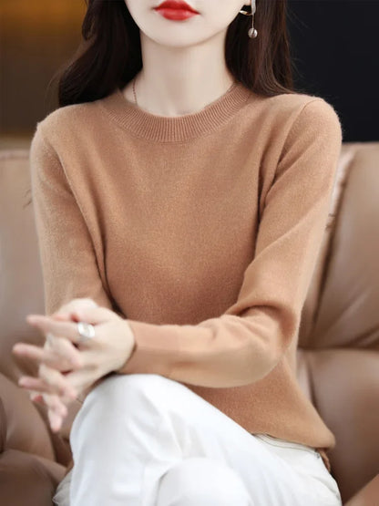 Damen Pullover Rundhals Langarm Feinstrick