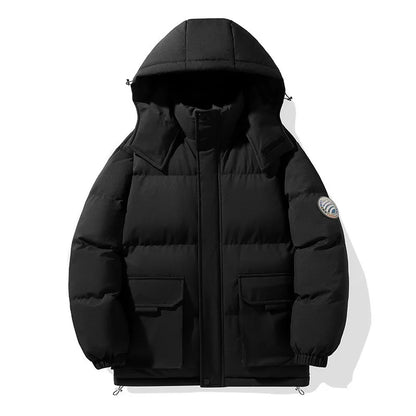 Men's Black Padded Winter Hooded Jacket