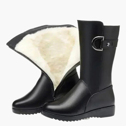 Women's winter ankle boots with heels and laces – Warm lined fashion boots