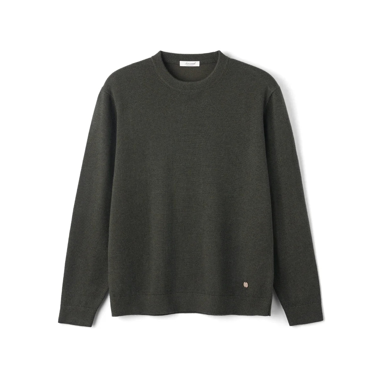 Unisex long-sleeve pullover crew neck fine knit gray