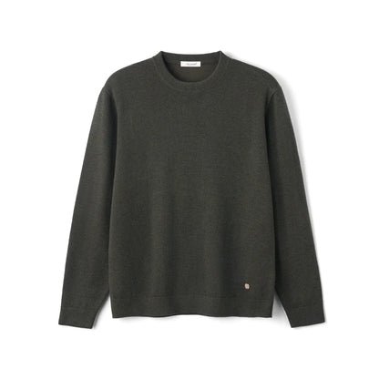 Unisex long-sleeve pullover crew neck fine knit gray