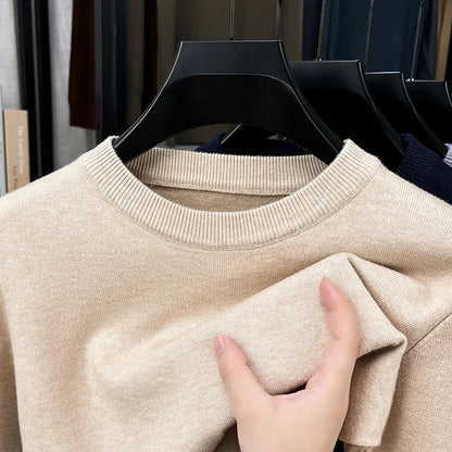 Unisex crew-neck long-sleeve basic knit pullover