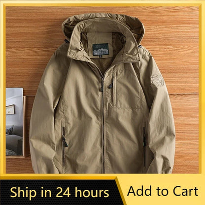 Men's outdoor jacket with hood - windproof transitional jacket for men