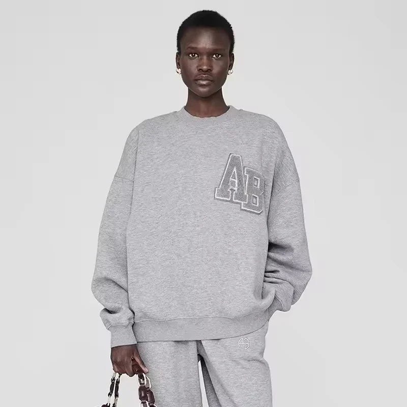 Women's Oversized Printed Sweatshirt Light Gray