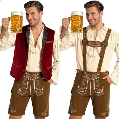 Traditional velvet vest brown green red black men’s Oktoberfest