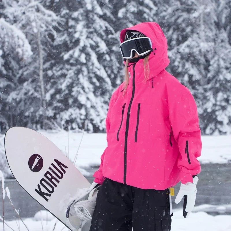 Unisex winter jacket with hood and zippers, snow sports jacket