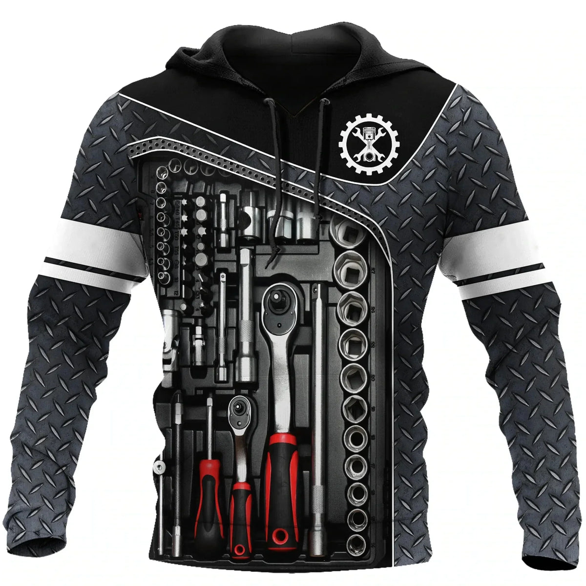 Hoodie mit Mechaniker-Thema und Grafikdruck, verschiedene Designs
