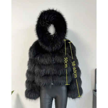 Damen Kurzjacke mit Kunstfell im Stufen-Design
