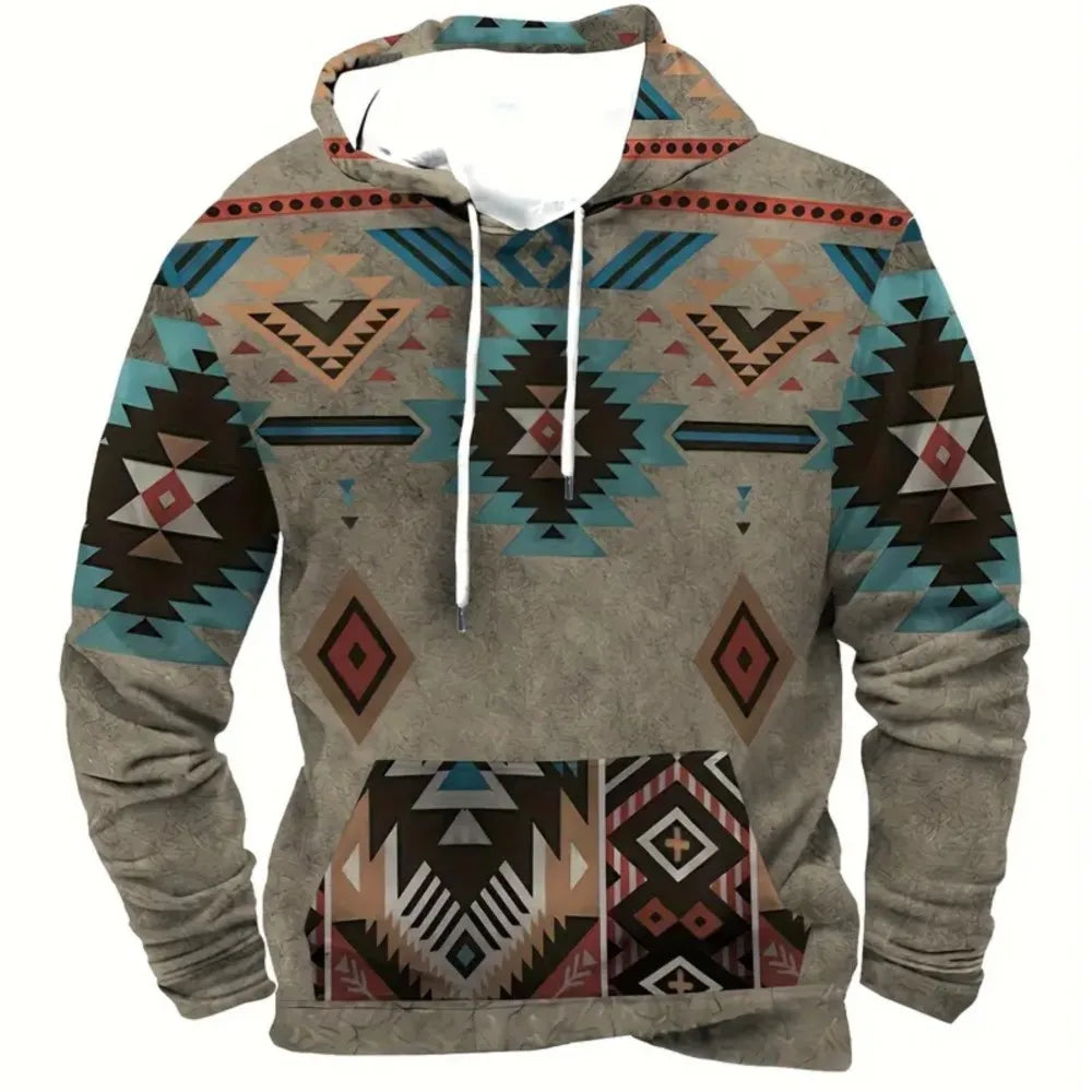 Unisex Kapuzenpullover mit Tiermotiv & Muster Kängurutasche