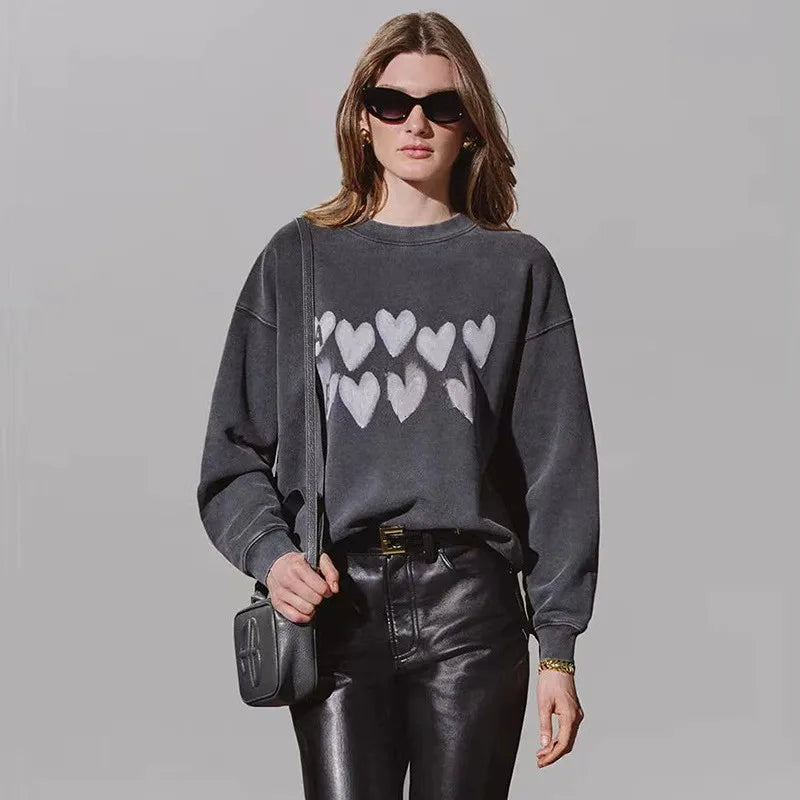 Women's Oversized Printed Sweatshirt Light Gray