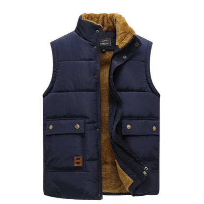 Men's winter vest, lined, V-neck, dark green
