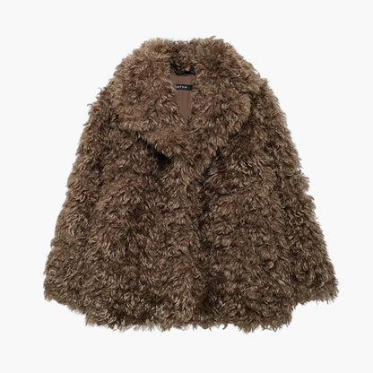 Damen Oversized Vintage Kuscheljacke für Herbst und Winter – Modischer Statement-Look