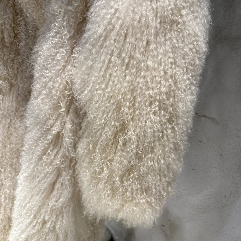 Women's Coat with Long Faux Fur Collar Long Sleeve Fluffy Teddy Coat