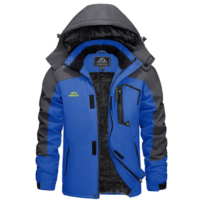 Men's outdoor jacket with hood and faux-fur lining - weatherproof and warm